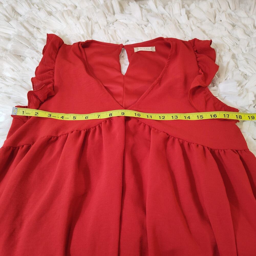 Altar'd State Dress Womens Small Red V Neck Ruffle Hem Swing Lined Sundress - Picture 13 of 15